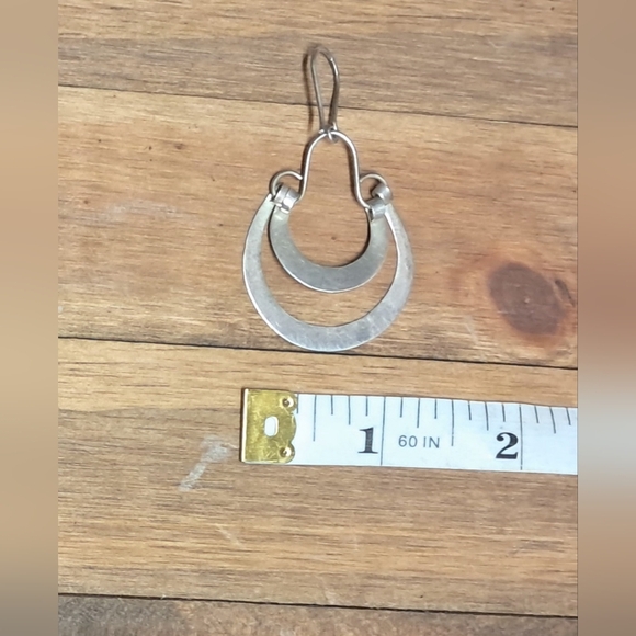 Vintage 925 Sterling Silver Double Hoop Earrings - Picture 4 of 6